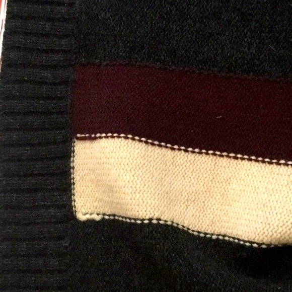 Wool Scarf Striped Maroon Cream Charcoal 5’ - Picture 7 of 7